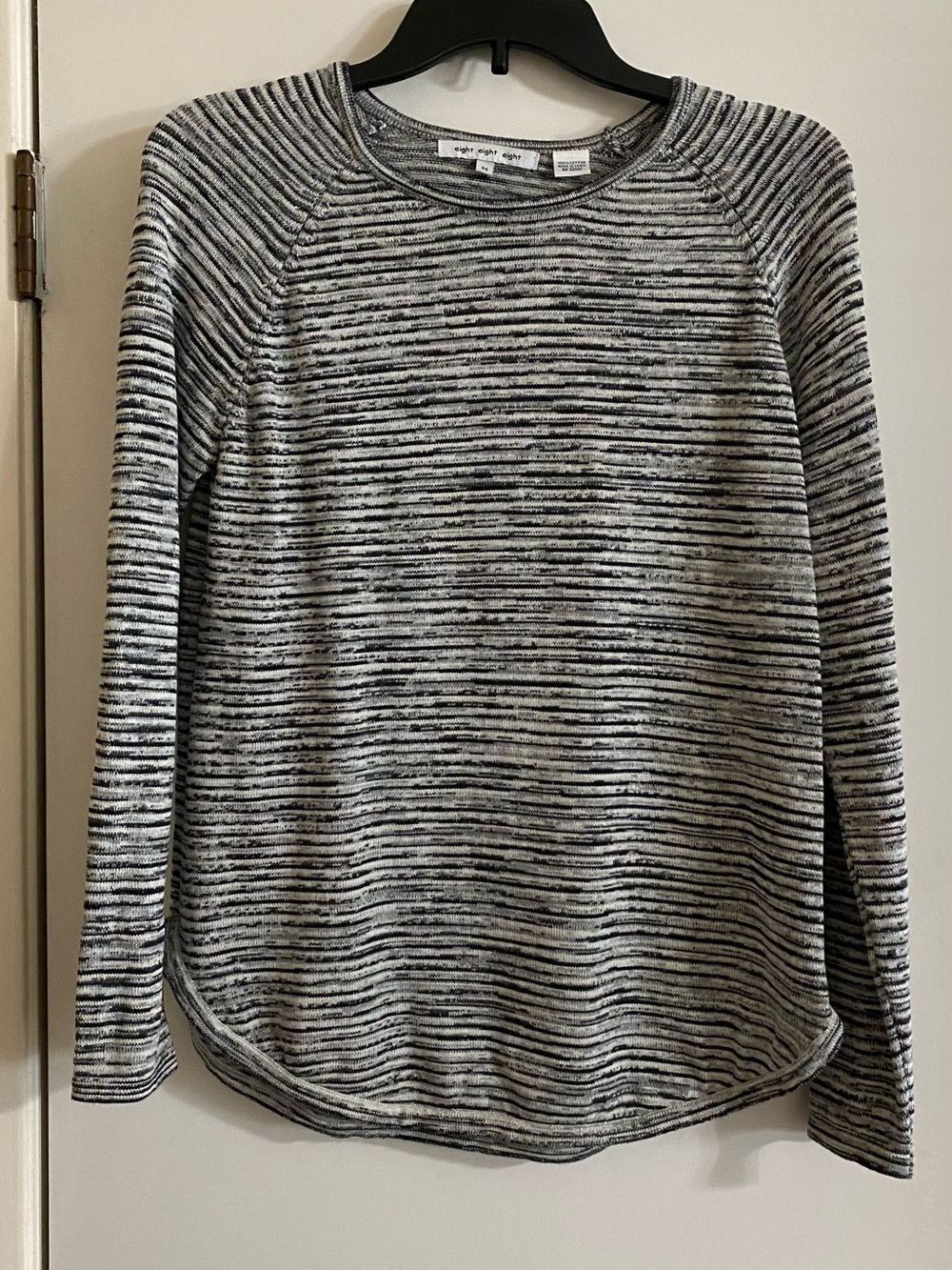eight eight eight Black and White Striped Long-Sleeve Crew Top